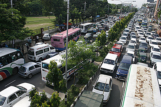 塞车,达卡,城市,迅速,数字,交通工具,穷,交通管制,制作,白天,首都,孟加拉,九月,2007年