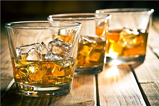 威士忌,玻璃杯,冰
