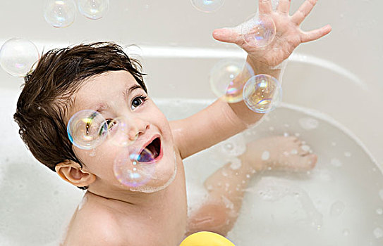 婴儿,气泡,沐浴