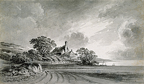 屋舍,靠近,岸边,湖,18世纪,艺术家