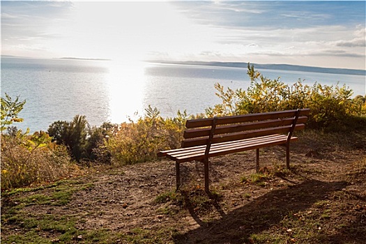 秋天,公园长椅,匈牙利,巴拉顿湖