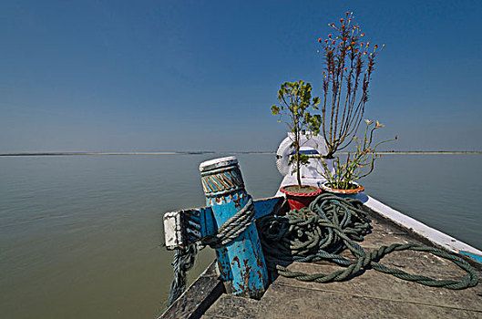 乡村,渡船,一个,钟点,强势,雅鲁藏布江,河,印度,亚洲