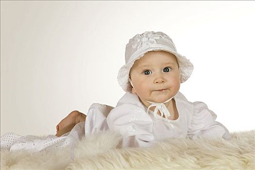 婴儿,6个月,老,戴着,洗礼仪式,长袍