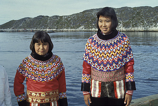 格陵兰,雅各布港,孩子,传统服装