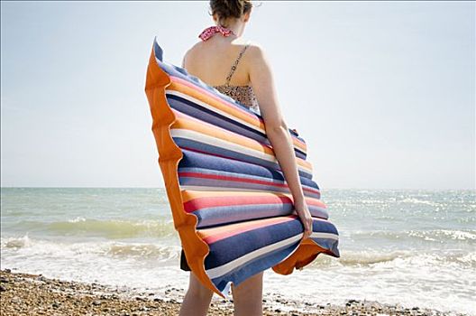 女孩,气垫,海滩