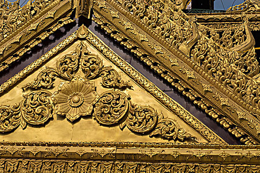 缅甸,仰光,大金塔,佛教,神祠,华丽,金色,盖屋顶细节