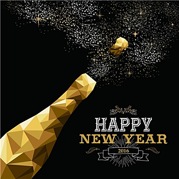 新年快乐,香槟酒瓶,低,金色