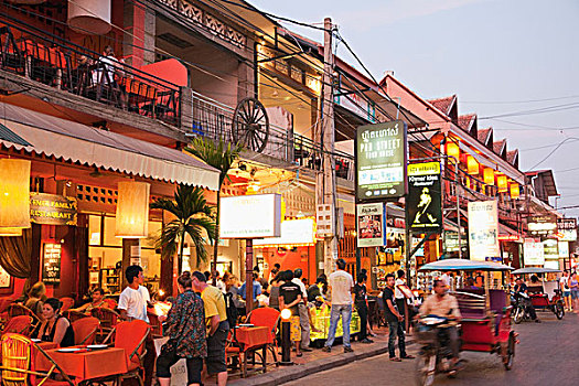 柬埔寨,收获,餐馆,酒吧,街道