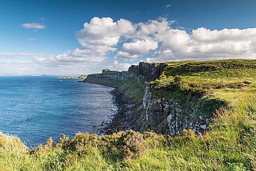 海岸,苏格兰式短裙,石头,视点,斯凯岛,内赫布里底群岛,苏格兰,英国,欧洲