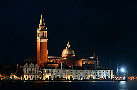 圣乔治奥,马焦雷湖,教堂,夜晚,威尼斯,意大利