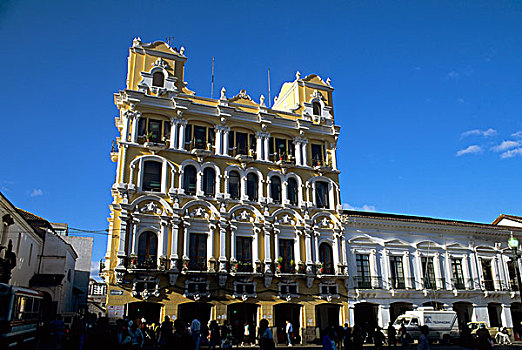 厄瓜多尔,基多,老城,广场,大,西班牙殖民地,建筑