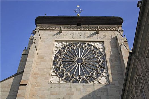 圆花窗,教堂,班贝格,区域,上弗兰科尼亚,巴伐利亚,德国,欧洲
