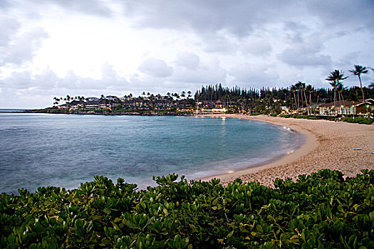 清晰,青绿色,水,湾,黄昏,毛伊岛,夏威夷