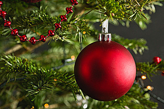 圣诞饰品,树上,特写