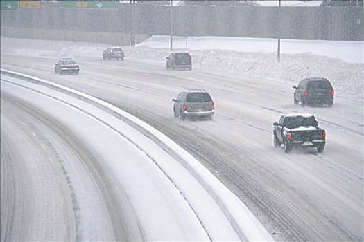 汽车,驾驶,雪,高速公路