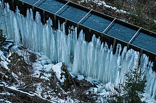 冰冻,瀑布,河,国家公园,哈尔茨山,北德