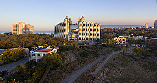 黄金海岸,秦皇岛,昌黎,度假村,旅游,特色,小镇,自然,酒店,海边,沙滩,航拍,无人机