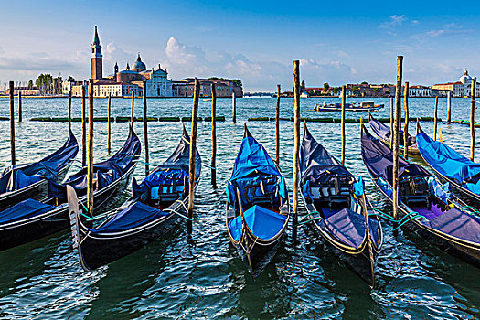小船,泊船,圣马科,运河,威尼斯,圣乔治奥,马焦雷湖,钟楼,远景,意大利