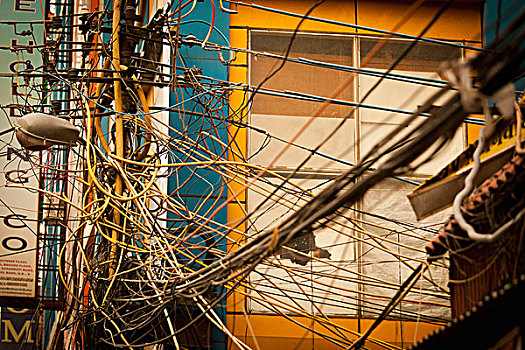 缠结,电讯,线缆,北方邦,印度