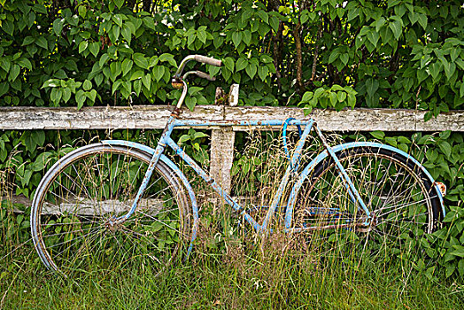 老,自行车,靠近,围栏,南方,瑞典