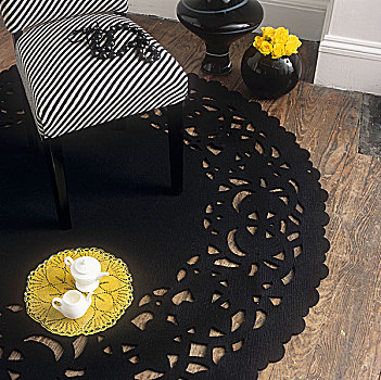 椅子,条纹,遮盖,圆,黑色,地毯