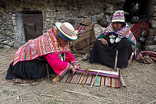 玻利维亚,山脉,女人,编织,传统服装
