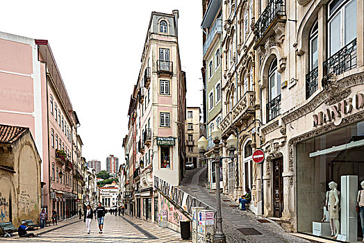老城,购物街,可因布拉,地区,葡萄牙,欧洲