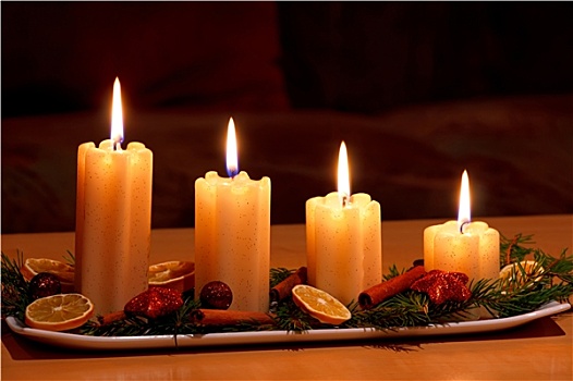 圣诞节,装饰,桌子,亮光,蜡烛