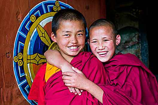 孩子,高兴,和尚,不丹
