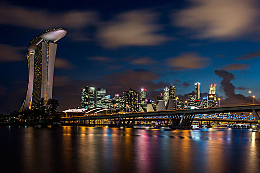 外景,碼頭,灣,沙,勝地,新加坡,夜晚