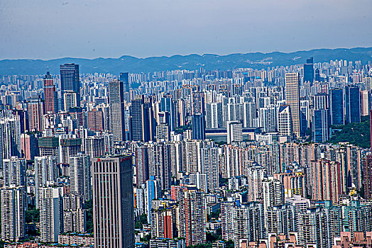 2042年重庆市南岸区南山老君洞道观俯瞰重庆渝中与南岸两区