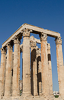 遗址,著名,宙斯庙,柱子,雅典,希腊