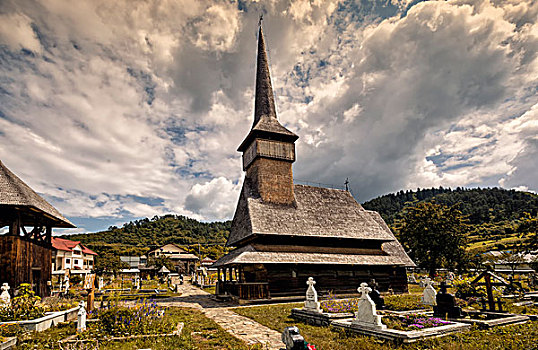 木质,教堂,马拉穆列什,罗马尼亚