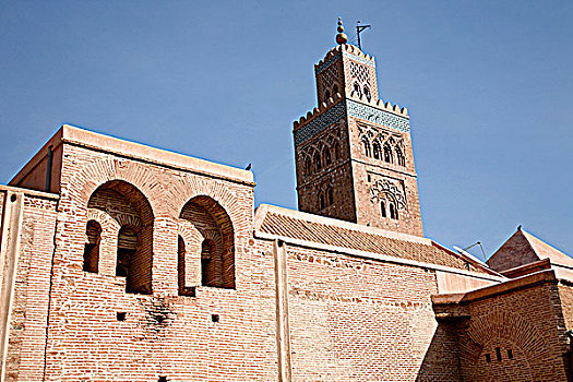 非洲,摩洛哥,玛拉喀什,清真寺,尖塔,库图比亚清真寺,世界遗产
