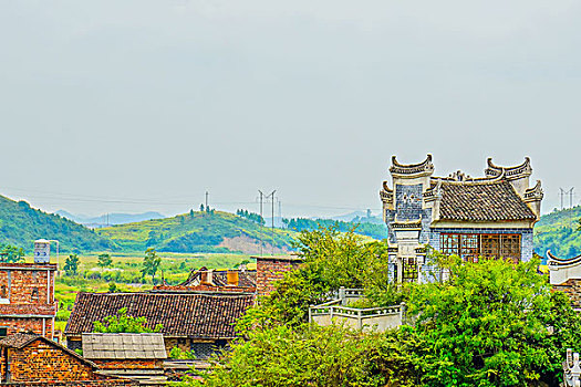 木雕,民居,古建筑群,塔,屋顶,蓝天,云