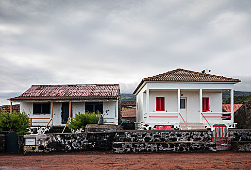 葡萄牙,亚速尔群岛,皮库岛,石头,房子