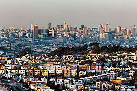 住宅,居民区,城市天际线,旧金山,加利福尼亚,美国