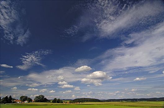 阴天,卷积云,高积云,积云,巴伐利亚,德国