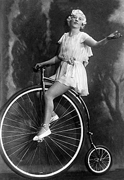 女人,自行车,单轮车,20世纪20年代,德国,欧洲