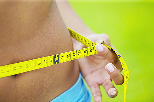 腰部,女人,测量,皮尺