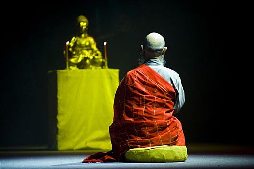 少林,僧侣,祈祷,佛像
