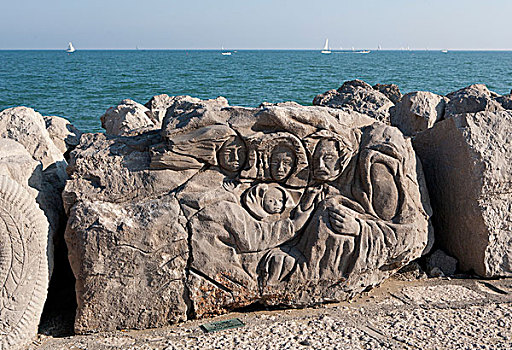 石头,浮雕,卡奥莱,亚得里亚海,威尼斯,省,意大利,欧洲
