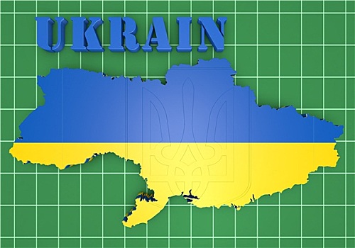 地图,插画,乌克兰,旗帜