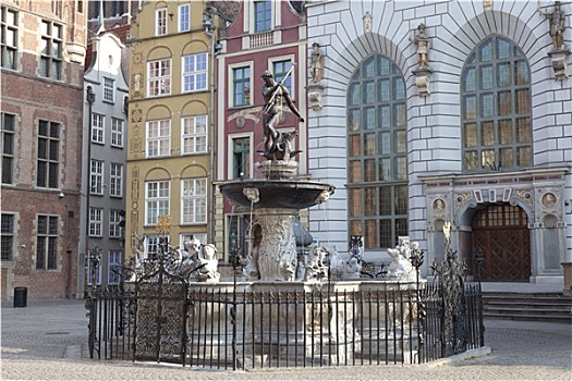 喷泉,格丹斯克,波兰