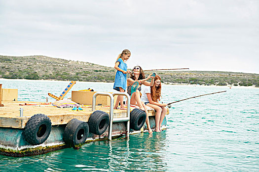 家庭,钓鱼,船屋,甲板,南非