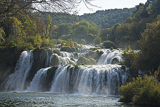 瀑布,阳光,达尔马提亚,克罗地亚,欧洲