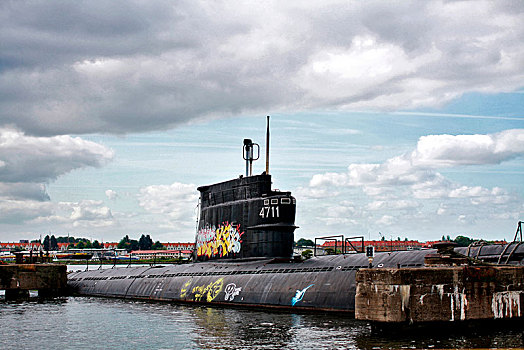 潜水艇,港口,涂鸦