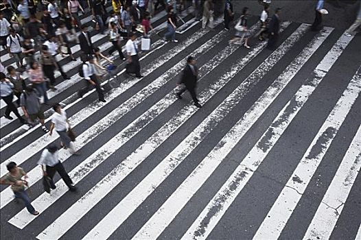 人,穿过,大阪,车站,日本