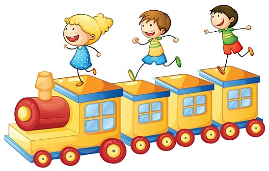 儿童,玩,列车