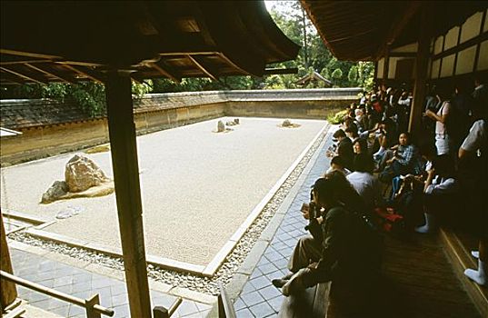 人群,岩石花园,京都,日本